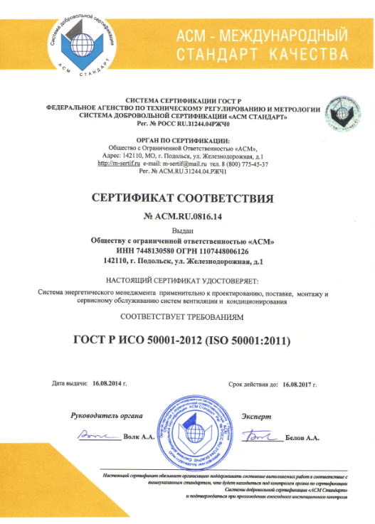 сертификат ИСО 50001